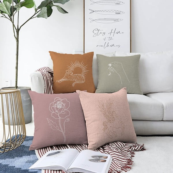 Komplekt 4 läikivat padjakatet Unicorn, 55 x 55 cm - Minimalist Cushion Covers