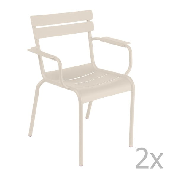 Sada 2 krémových židlí s područkami Fermob Luxembourg