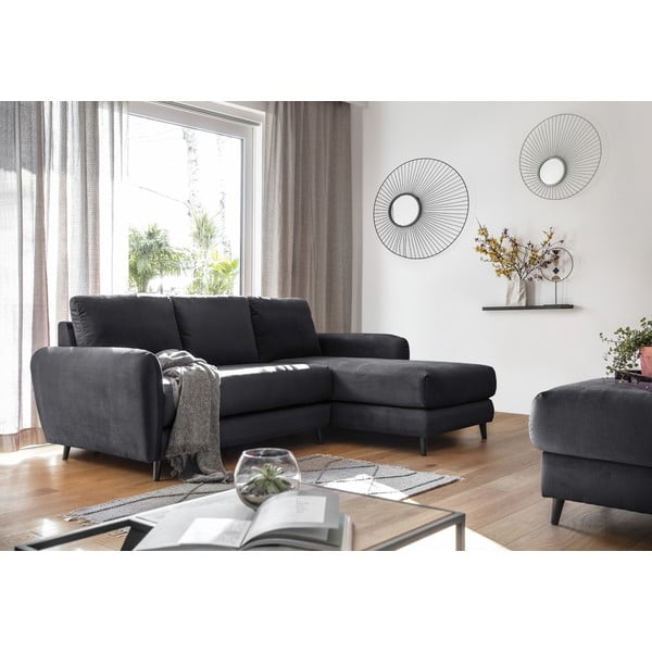 Tumehall sametist nurgadiivan koos jalatoega , paremas nurgas Cosy Claire - Miuform-image-4