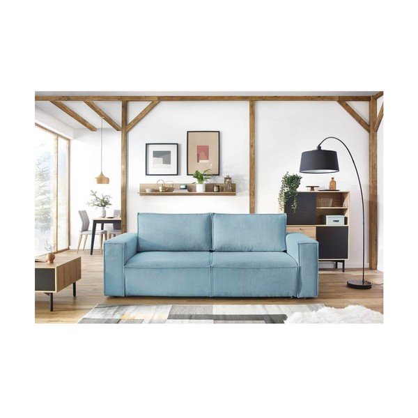 Helesinine velvetist diivanvoodi 245 cm Nihad - Bobochic Paris-image-1