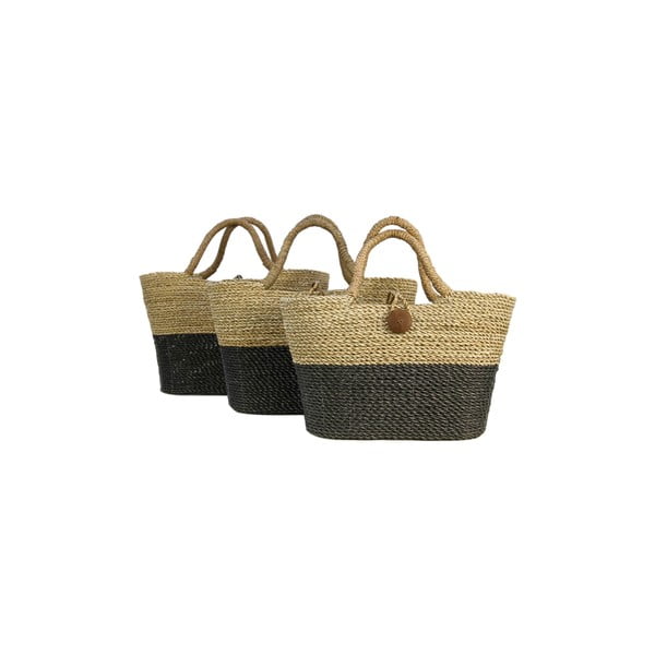 Sada 3 úložných košů z mořské trávy HSM collection Basket Set Duro