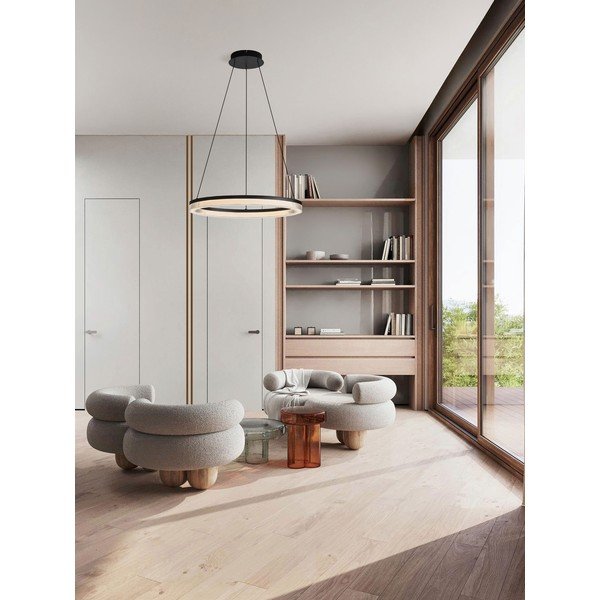 Mattmust alumiiniumist hämardatav LED-rippvalgusti akrüülklaasist varjuga, ø 60 cm Lonela - Nova Luce-image-2