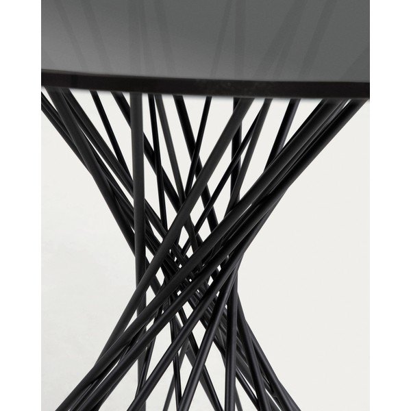 Must ümmargune söögilaud klaasist lauaplaadiga ø 120 cm Niut - Kave Home-image-3