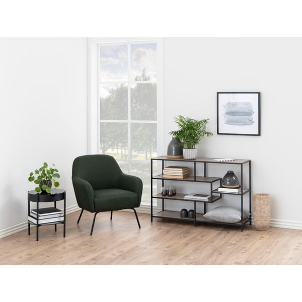 Must/loomulik tammepuust raamaturiiul 114x78 cm Seaford - Actona-image-1