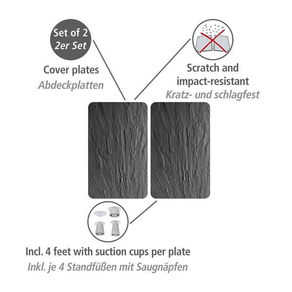 Klaasist pliidikatte komplekt 2 tk, 40 x 52 cm XL Slate - Wenko-image-3
