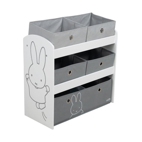 Valge/hall laste mänguasjade organisaator 63,5x29,5x60 cm Miffy - Roba