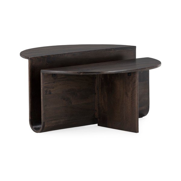 Tumepruun ümmargune mangopuidust kohvilaud ø 80 cm Divya - MOME