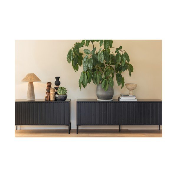 Must männipuidust TV-alus 100x56 cm Gravuur - WOOOD-image-1