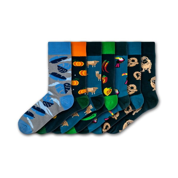 Sada 7 párů barevných ponožek Funky Steps Dark Mix, velikost 41 - 45