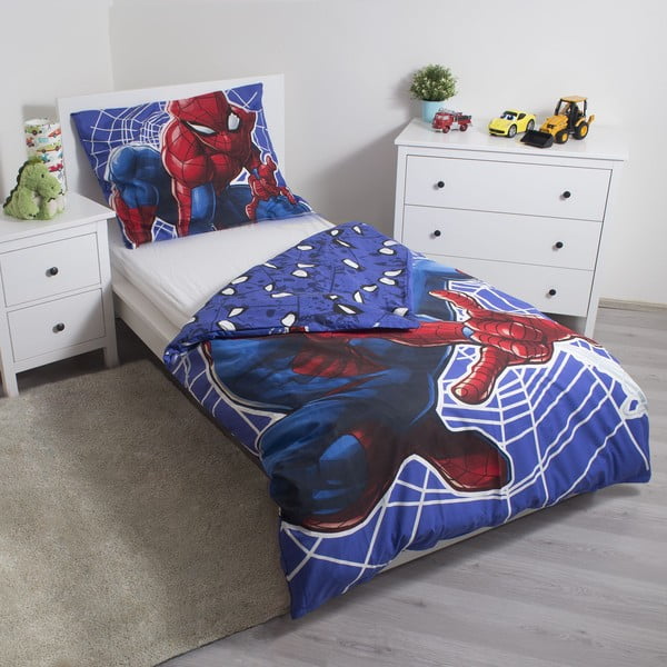 Punane-sinine puuvillane helendava efektiga laste voodipesu 140x200 cm Spider-man - Jerry Fabrics-image-2
