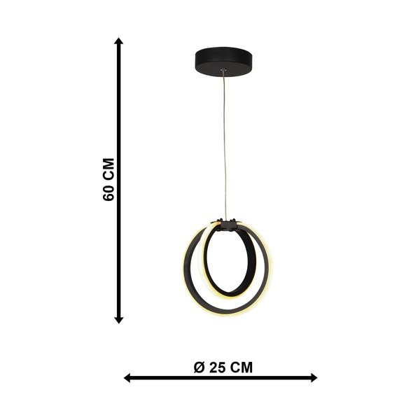Must metallist LED rippvalgusti ø 25 cm Sezen - Squid Lighting-image-4
