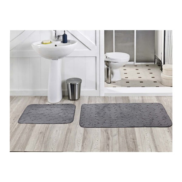 Sada 2 koupelnových koberečků Milas Gri, 50x60 cm + 60x100 cm