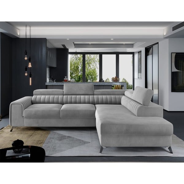 Hall sametist lahtikäiv/sahtliga nurgadiivan (parem nurk/L-kujuline) Laurence – ELTAP-image-1