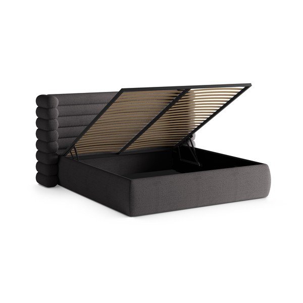 Tumehall polsterdatud kaheinimesevoodi koos panipaiga ja voodipõhjaga 180x200 cm Mount - Micadoni-image-2