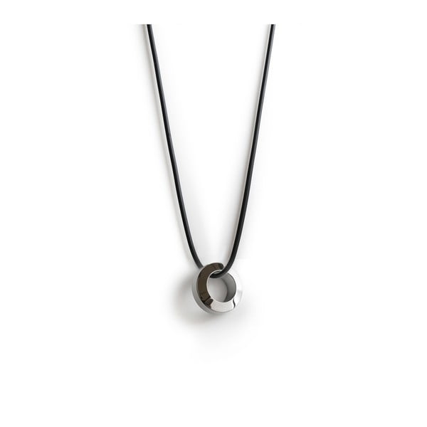 Pánský černý náhrdelník s přívěskem z nerezové oceli Monomen Rondo