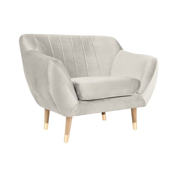 Kreemjas sametist tugitool Benito - Mazzini Sofas-image-2