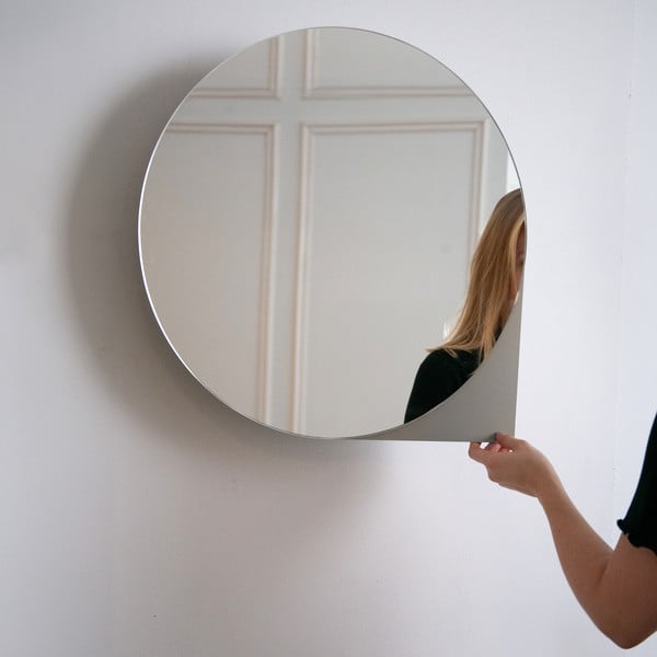 Hall-beež metallist rippuv vannitoakapp koos peegliga 55x55 cm Sonnet - Spinder Design-image-2