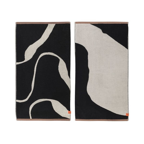 Must ja valge rätik komplektis 2 tk orgaanilisest puuvillast 50x90 cm Nova Arte - Mette Ditmer Denmark