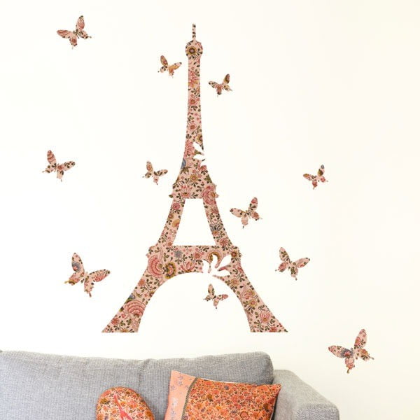 Samolepka na zeď Big Flowery Eiffel Tower, 57x90 cm