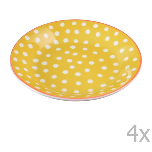 Sada 4 porcelánových talířků s puntíky Oilily 10 cm, žlutá