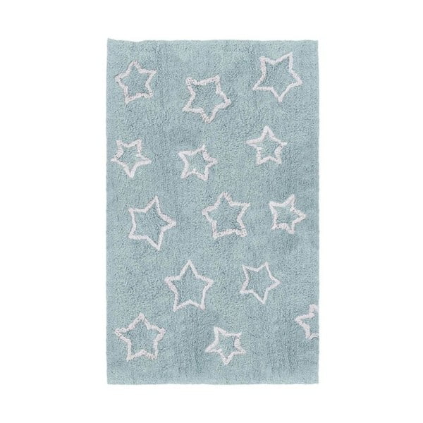 Modrý dětský ručně vyrobený koberec Tanuki White Stars, 120 x 160 cm