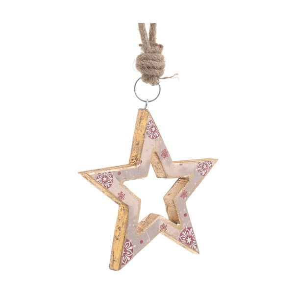 Vánoční dřevěná závěsná dekorace ve tvaru hvězdy InArt Anna