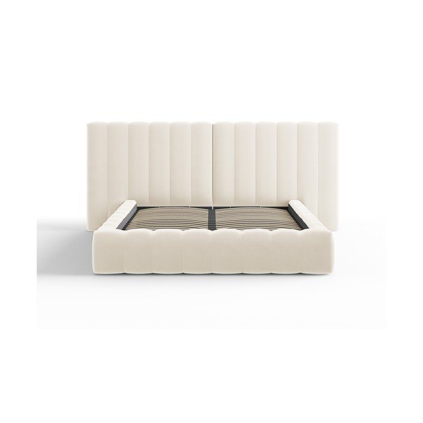 Beež polsterdatud kaheinimesevoodi koos panipaiga ja voodipõhjaga 160x200 cm Gina - Milo Casa-image-1