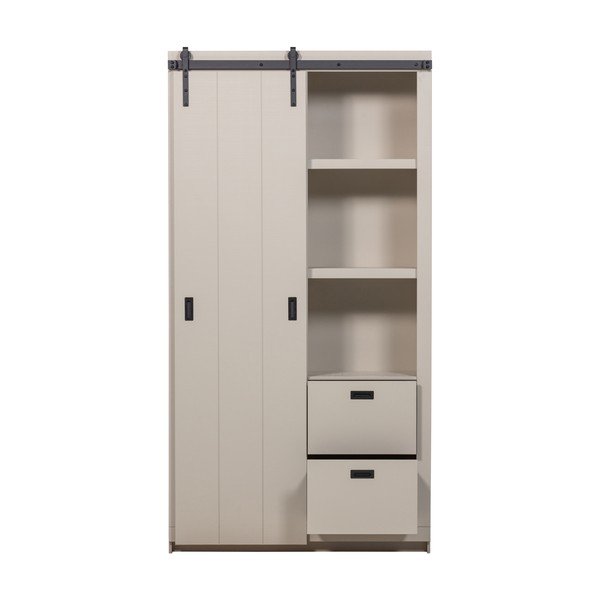 Hallikasbeež männipuidust kapp lükandustega 122x230x37 cm Slide - vtwonen-image-3