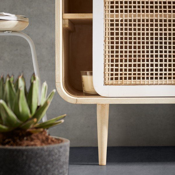 Valgete metallist jalgadega ja mangopuidust istmega taburet Nax - Kave Home-image-4