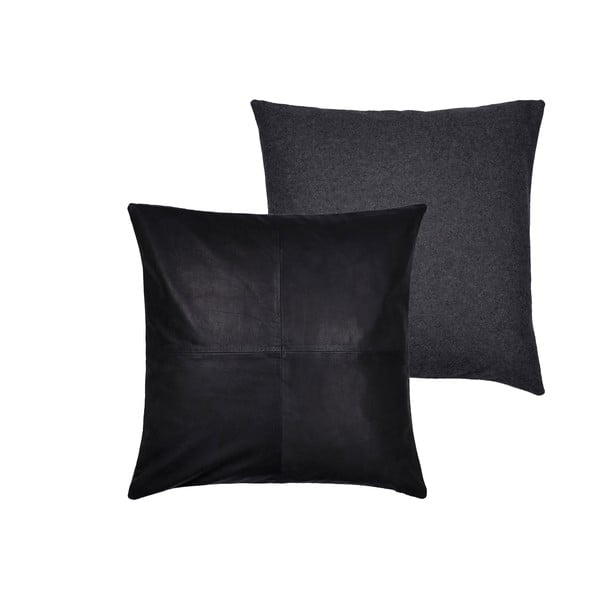 Must villast ja nahast padi Vincent, 45 x 45 cm Lodge - Södahl-image-2
