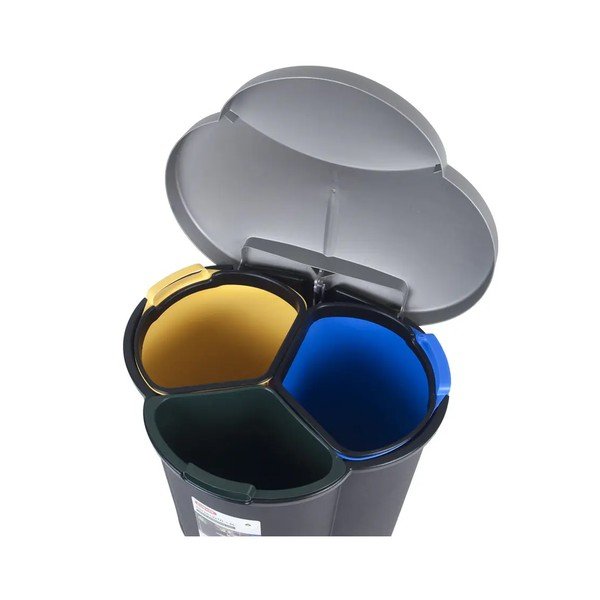 Plastikust pedaaliga prügikast sorteeritud jäätmete jaoks 17+17+6 l Trio - Curver-image-4