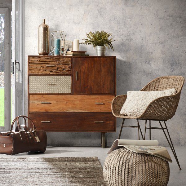 Pruun ja valge diivanipuhver Shore - Kave Home-image-4