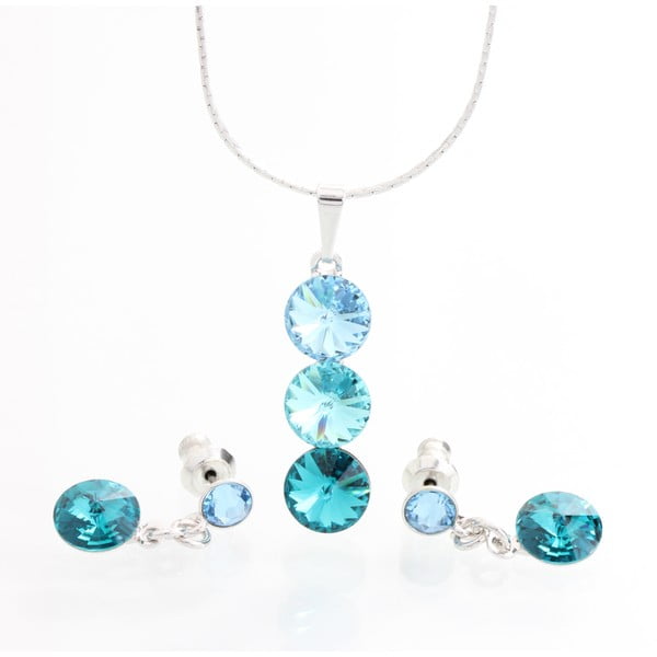 Set náhrdelníku a náušnic Laura Bruni Three Blue