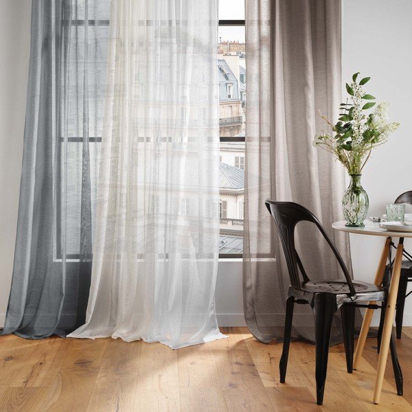 Valge voile kardin 140x240 cm Lissea - douceur d'intérieur-image-1