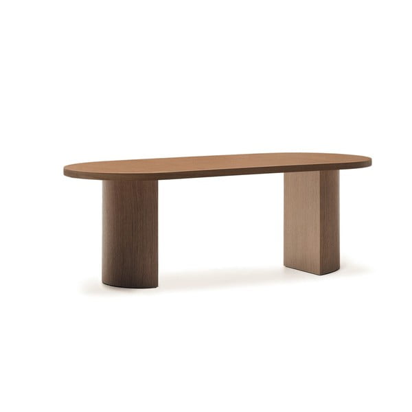 Ümmargune söögilaud pähklipuidu spoonist pealispinnaga 100x200 cm Nealy - Kave Home