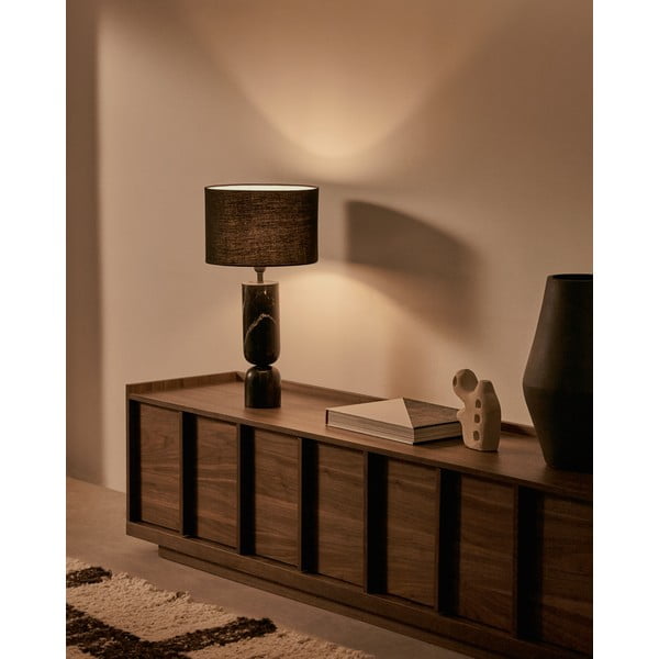 Must marmorist lauavalgusti tekstiilist varjuga (kõrgus 57 cm) Vex - Kave Home-image-1