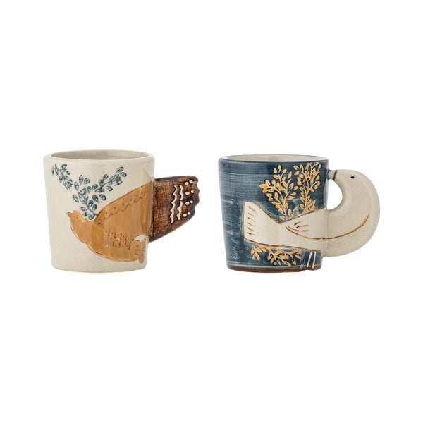 Sinised/kreemid kivikeraamikast espressotassid 2tkkomplektis 55 ml Hezha - Bloomingville