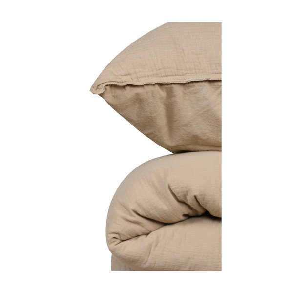 Beež musliinist voodipesu kaheinimesevoodile 200x200 cm Stonewashed - Mijolnir-image-3