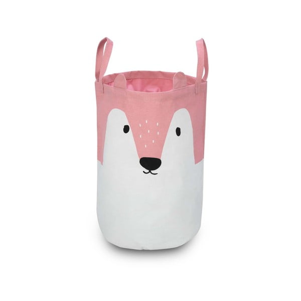 Růžovo-bílý úložný košík KICOTI Fox, ø 35 cm