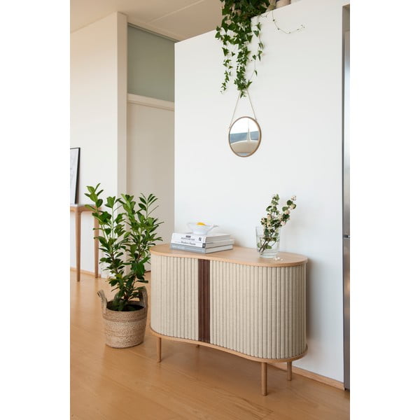 Madal kapp tammepuidust beeži-loodusliku värvusega lükandustega 100x67 cm, lükanduksed 100x67 cm Audacious - UMAGE-image-1