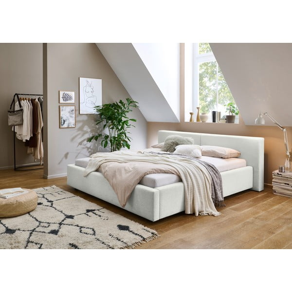Valge polsterdatud kaheinimesevoodi ilma voodipõhjata 180x200 cm Cube – Meise Möbel-image-1