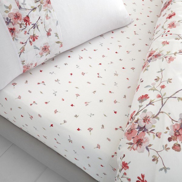 Valge ja punane voodilina Jasmine , 90 x 190 cm Floral - Catherine Lansfield-image-1
