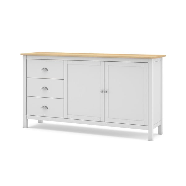 Valge/füüsiline madal männi kapp 150x80,5 cm Misti - Marckeric-image-2