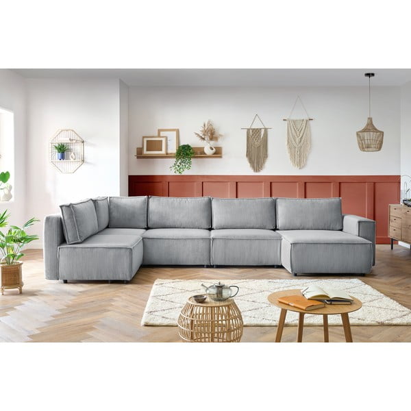 Helehall velvetist U-kujuline diivan, vasak nurk  Nihad modular - Bobochic Paris-image-1