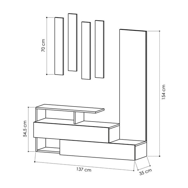 Set botníku se zrcadlem a nástěnného věšáku Ramda Oak-image-2