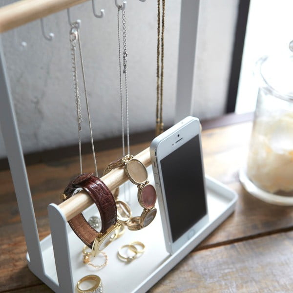 Valge multifunktsionaalne statiiv pöögist detailidega Tosca - YAMAZAKI-image-2