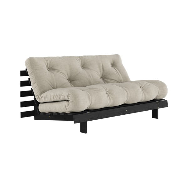 Hall-beež linane diivanvoodi 160 cm Roots Black Night - Karup Design