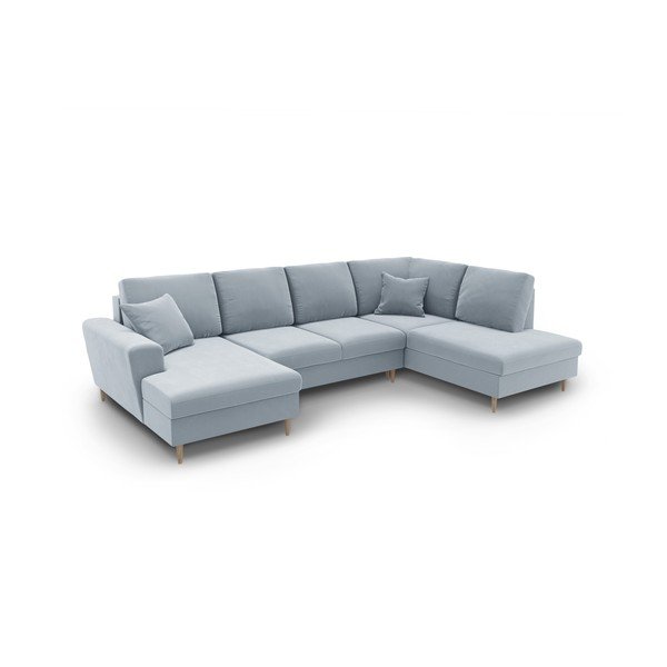 Helesinine sametist panipaigaga nurgadiivanvoodi (parem nurk/"U"-kujuline) Kyoto - Cosmopolitan Design-image-1