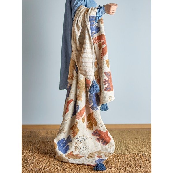 Taaskasutatud puuvillast pruun tekk 130x160 cm Anniversary - Bloomingville-image-1