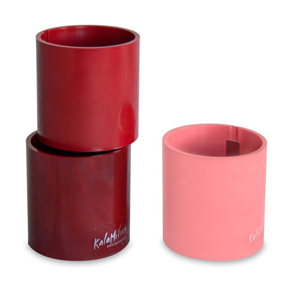 Set 3ks magnetických květináčů Cylinder Red, střední